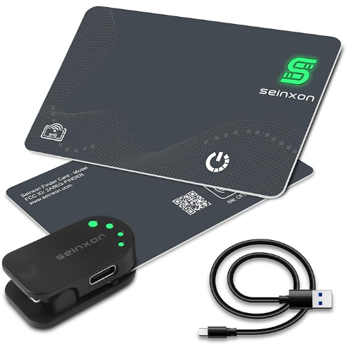 Rastreador de billetera recargable con bloqueo RFID, IP68, buscador de artículos, funciona con Apple Find My APP y red con clip de recarga (solo iOS)